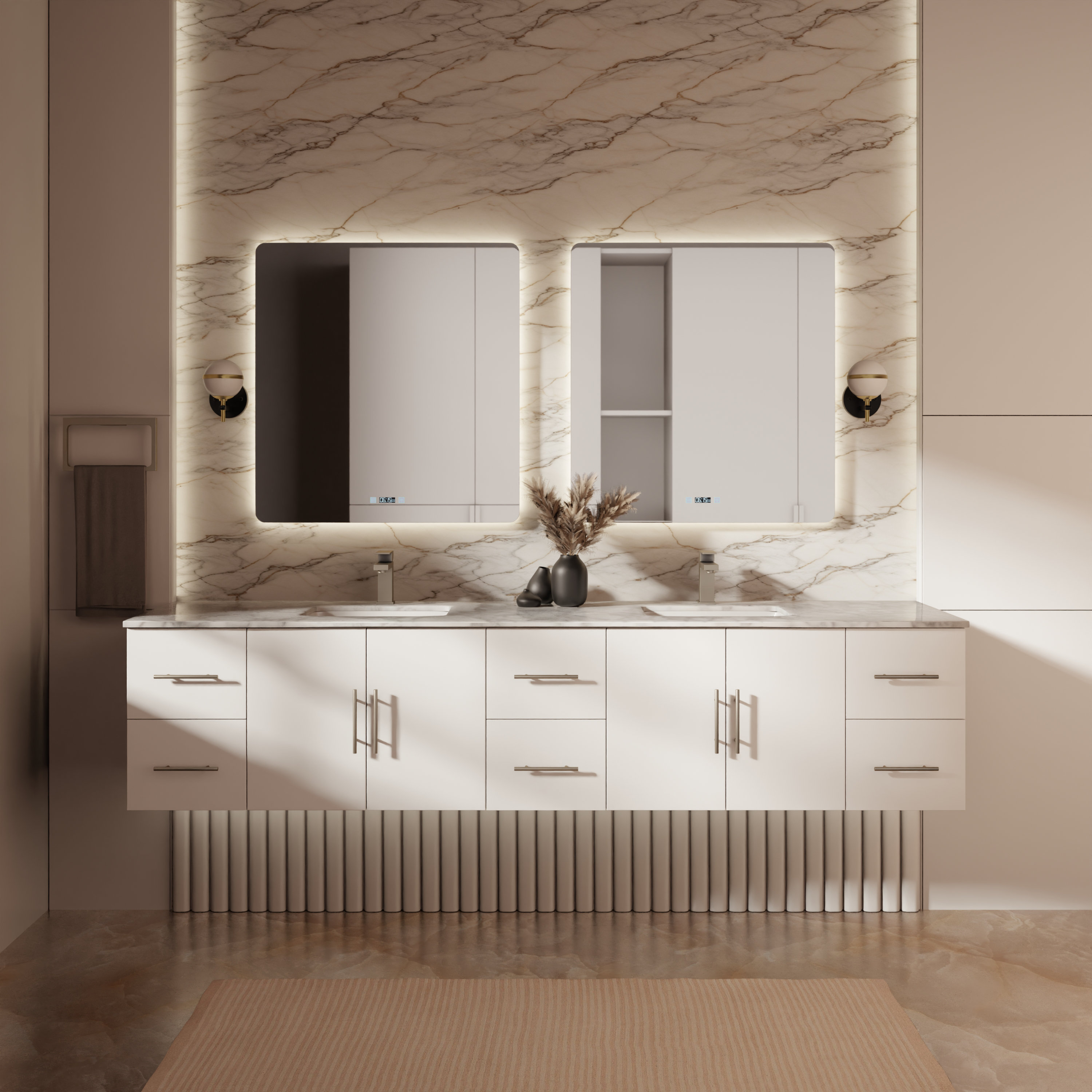 Lexora Geneva 84" Wall-Mounted Double Bathroom Vanity Set | Wayfair